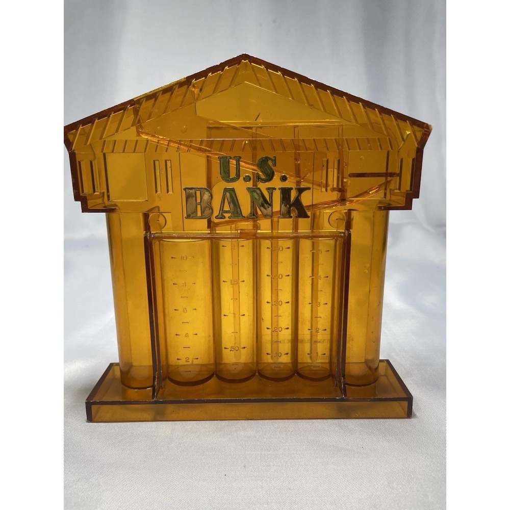 Vintage U.S. BANK J.S.N.Y. Plastic Coin Sorter Bank HONG KONG